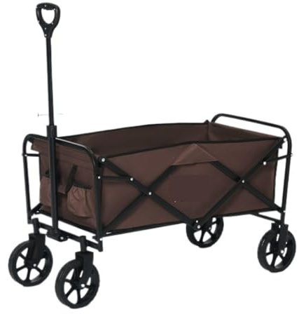 EBZFASO Transportation Folding Cart, Chariot de Plage, remorque de Camping Tout-Terrain, Camping-Car Portable, Chariot Pliable,(Brown)