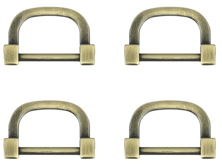 sourcing map Anillos en D con grillete de rosca, 4 piezas de aleación de zinc de 0.98 pulgadas, forma de herradura, hebillas de anillo en D para bolsos, bolsos, manualidades, llavero, bronce