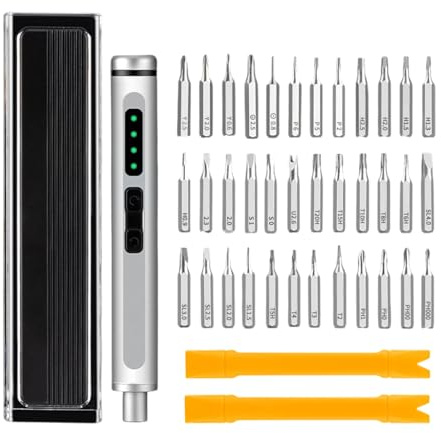 Destornillador Eléctrico, Recargable Con Torque Magnético y 36 Puntas de Precisión, Juego de Destornillador Eléctrico de Precisión, Para Taladro, Construcción, Manualidades, Electrónica Y