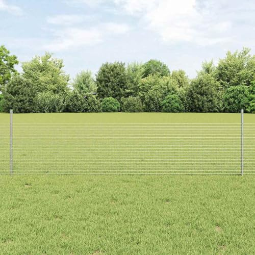 Clôture décorative pour jardin, clôture de jardin, clôture pour chien, avec poteaux argentés, 0,5 x 10 m, en acier, délimitation pour balcon, terrasse, arrière-cour, décoration