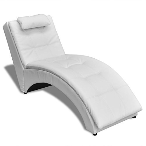 Festnight Kunstleder Chaiselongue Liegesessel Relaxliege Sessel Loungeliege mit Kissen Liegekomfort Wei?