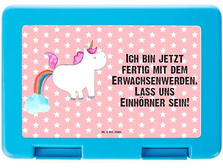 Mr. & Mrs. Panda Brotdose Einhorn Pupsen - Geschenk, Lunch box, Butterbrotdose, Unicorn, Einhörner, Regenbogen, Brotbox, Glitzer, Brotzeitbox,