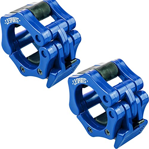 C.P.Sports Olympia Schnellverschluss 50mm Paare für Langhantel Hantelstangen | Klemmverschluß aus Kunststoff – sicher und fest | Hantelverschluss für Kraftsport, Gewichtheben, Fitness, Gym (BLAU)