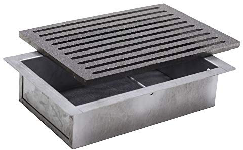 Fonderia Bongiovanni | Griglia in Ghisa | Griglia per Camino | Stufa Pellet | Barbecue Fondello per Cenere | 20,5x31,5 cm | con Cassetto Raccolta Cenere Altezza 7 cm | Accessori Camino
