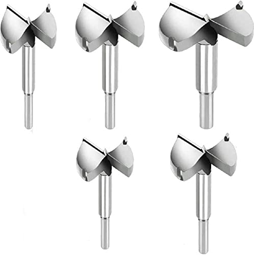 HIKENRI Forstner Bohrer-Set, 5-teiliges Set. Forstner, Holzbohrer, Profillochgruppe mit Zentrierspitze inklusive 35mm, 40mm, 45mm, 50mm, 60mm, Mehrzweckbohrer.