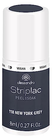 alessandro Striplac UV-Nagellack New York Grey – Schonend und langanhaltend – Einfache Entfernung dank Peel-Off-Technologie – Vegan und tierversuchsfrei – 8 ml