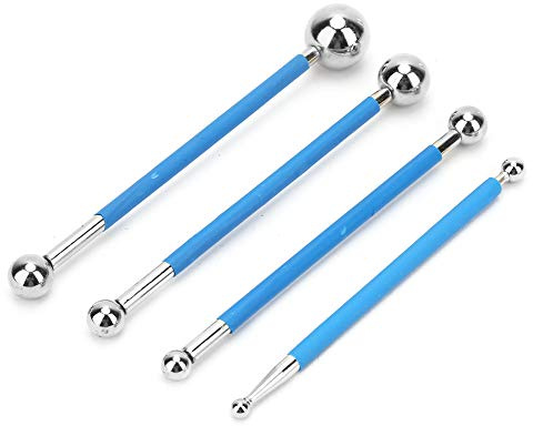 Caulking Tool Kit, 4Pcs Metal Ball Tile Caulk Finishing Tools,Tile Floor Joint Repair Kit, Caulking Edge Tool, Caulk Finishing Tools for Bathroom/Kitchen/DIY