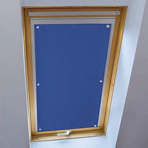 LIVEINU Dachfensterrollo für Dachfenster Verdunkelungsrollo Sonnenschutzrollo UV Schutz Thermo Rollo mit Saugnäpfe Ohne Bohren 100% Blickdicht für Reisen Autos 48x98cm Jacquard Marineblau