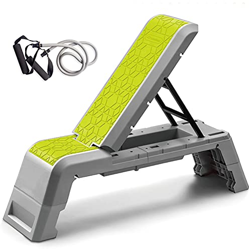 leikefitness Multifunktionale Aerobic Deck mit Cord Workout Plattform Einstellbare Hantel Bank Gewicht Bank Professionelle Fitnessgeräte für Home Gym (Green)