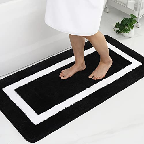 Homaxy Mikrofaser Badezimmerteppich Badematte rutschfest – 60x120cm,Schwarz | modernes design, weich & flauschig, wasserabsorbierende, rutschfeste rückseite, maschinenwaschbar, weit verbreitet, langlebig