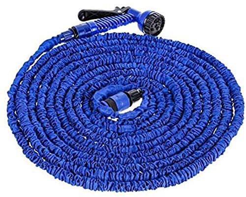 SSCYHT Gartenschlauch, Flexibler Gartenschlauch Auslaufsicherer Erweiterbar Wasserschlauch, Knickfrei flexischlauch Schlauch,7 Funktionen Garten Handbrause,Blau,25FT 7.5m