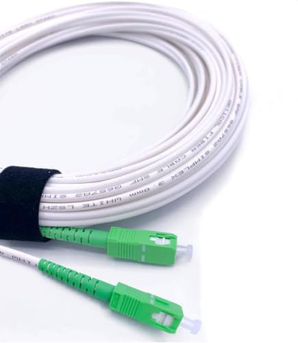 Elfcam - 250m Câble à Fibre Optique pour Orange Livebox, Les Box Red SFR et Bouygues Telecom Bbox, SC/APC vers SC/APC Simplex Monomode OS2 9/125μm LSZH, Blanc