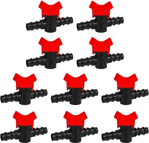 1/2 Inch Drip Irrigation Switch Valve, Barbed Ball Valve, for 16mm Irrigation Tube, Drip Tubing Shut-Off Hose Connectors Barbed for Garden (10 Pack) Loopunk