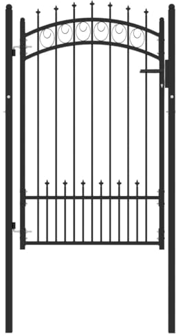 vidaXL Zauntor mit Spitzen Gartentor Hoftor Gartentür Gartenpforte Hoftür Zauntür Gartenzaun Tor Tür Pforte Metalltor Stahl 100x150cm Schwarz