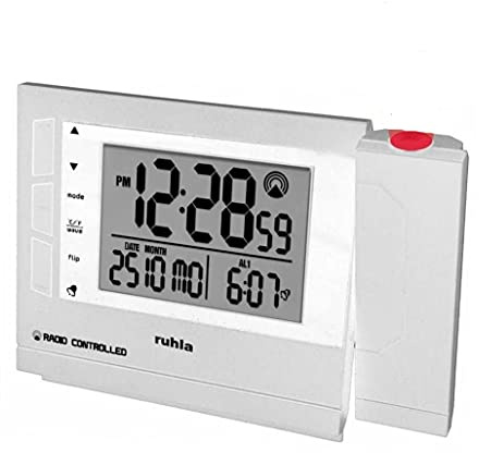 Ruhla Projektionswecker digitaler Funkwecker mit Projektion Weiss RC-Clock 1561-2
