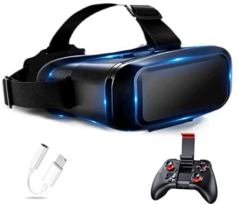 Occhiali VR, Visore Realtà Virtuale, Cuffie 3D VR Compatibile con Tutti Gli, Lente Regolabile per Film e Giochi 3D, per iPhone 13 Pro Max/13 Pro/13/12/11, per Samsung Galaxy S21, Huawei, Xiaomi