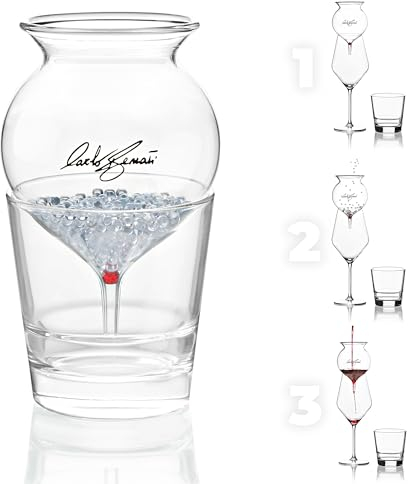 Decanterino POP -Decanter per vino e aeratore con scatola regalo in legno Set brevettato con decanter per vino, perline di vetro e aeratore in scatola regalo in legno vetro realizzato a mano in Italia