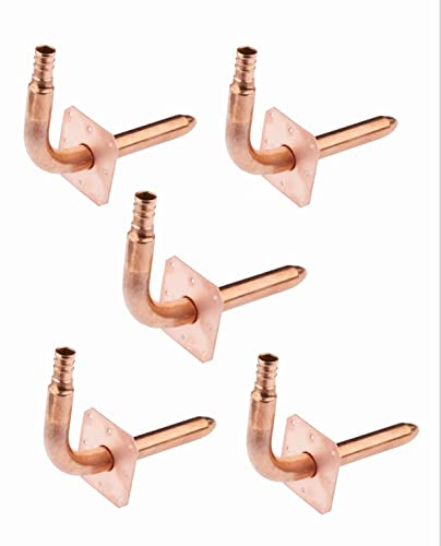 (Pack of 5) EFIELD 1/2 Barb Crimp Pex Copper Stub Out Elbow with Wall Flange, ASTM F1807, 6 Inch Length,(STUB008)
