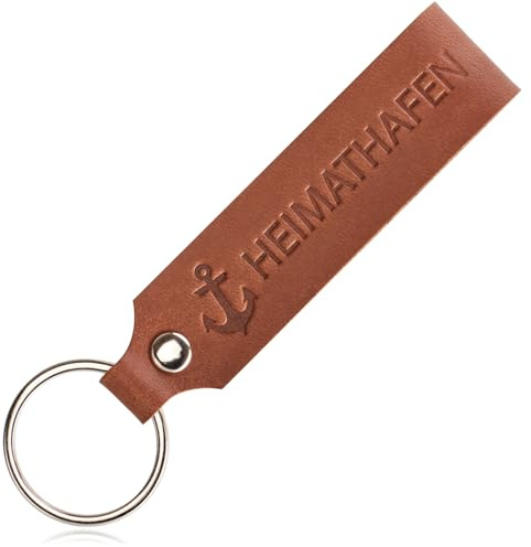 com-four® Schlüsselanhänger aus Leder mit Ring, Echt-Lederanhänger | Lederband für den Schlüsselbund - individueller Schlüsselbundanhänger