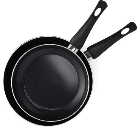 BK Brillante sano cerámica antiadherente inducción compatible 24cm y 28cm sartén Set, horno y caldera seguro hasta 160C, duradero y profesional, apto para lavavajillas, libre de PFAS, negro