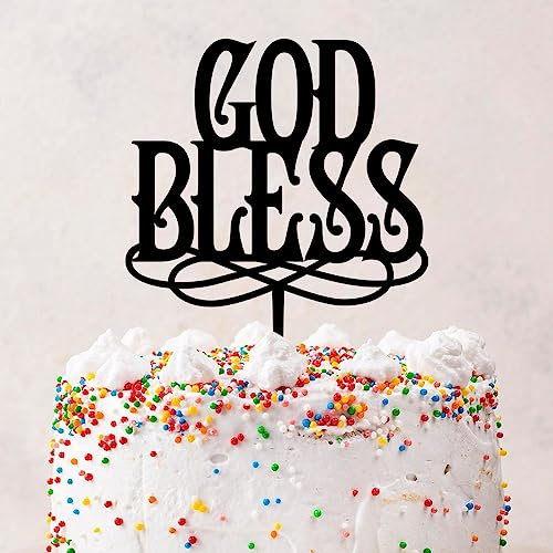 Rimego Kuchendekoration God Bless mit Name und Farbe, Erstkommunion, Konfirmation, Taufe, Tortendekoration, Tortendekoration