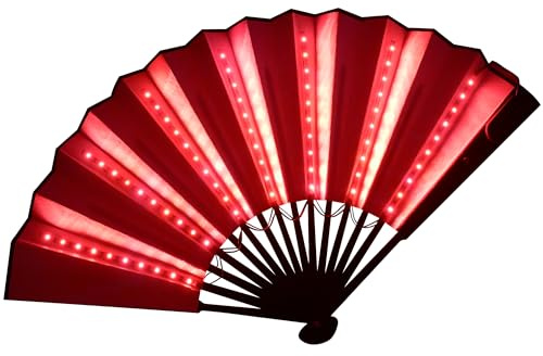 B BachVibes Faltbarer Fächer: Die Ergänzung für Partys, Festivals, Diskotheken und Musikkonzerte. (Rosa) (Rot)