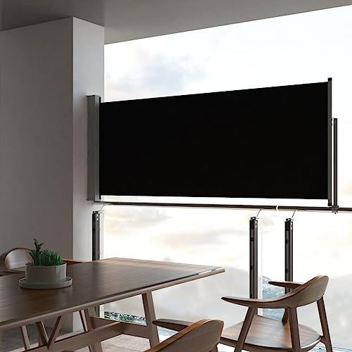 Higsose Toldo lateral extensible, 100 x 300 cm, color negro, protección visual, balcón, jardín, terraza, balcón, protección contra el viento, terraza, elegante toldo lateral