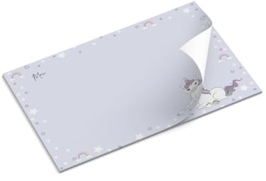 Schreibtischunterlage mit Name personalisieren | Einhorn | Schreibunterlage | Kinder | DIN A3 | 50 Blatt | 29,7 x 42 cm | Geschenk | Einschulung | Wochenplaner | Malunterlage | lila