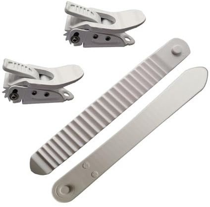 UP100 1 juego de piezas de encuadernación para snowboard, 2 hebillas de trinquete y 2 correas de escalera, color blanco para sistema de fijación de lengüeta de dedos de snowboard