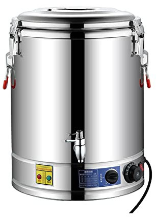 ANSNOW Hot Beverage Dispenser, Commercial Hot Soup Bucket Stainless Steel, Kettle Stockpot, Non-Stick Chassis, for Home Brew and Stock Pot Cookware, with Lid and Tap/-/50L