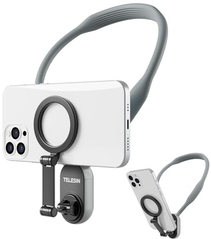 TaoAcc Nacken Handy Halterung Neck Mount Phone POV Hals Handyhalterung Magsafe für iPhone POV Vlog Android Phones (Grau)