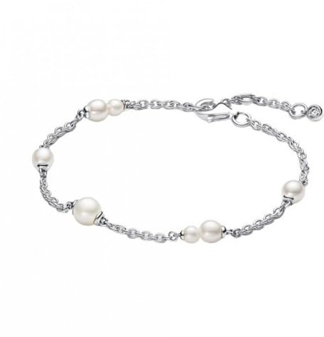 Pandora Timeless Armband, Sterlingsilber, mit weißer, behandelter Süßwasserzuchtperle und klarem Cubic Zirkonia