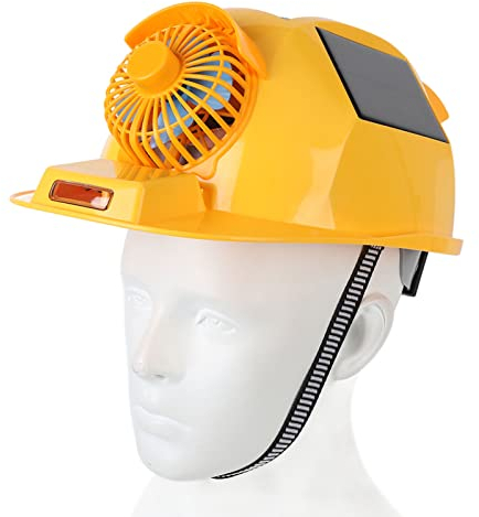 Schutzhelm, Solar-Schutzhelm mit Doppeltem Lüfter und Licht, Verstellbarer Arbeitshelm, Solarhelm-Konstruktionsschutzhelm für BAU und Heimwerker