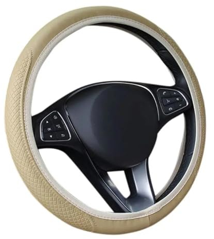 SKINII Lenkradschutz Auto-Lenkradbezüge Lenkradbezug rutschfest Langlebig Radschutz Universell Für SUV Auto LKW 36–38 cm Lenkradschoner(Off White)