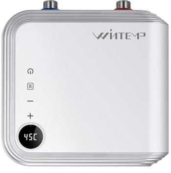 Durchlauferhitzer 230v 5,5 kW White, WINTEMP, ohne Stecker, LED-Temperaturanzeige, Durchlauferhitzer für Küche und Bad, Sofort Heißes Wasser für Handwaschbecken. [Energieklasse A]