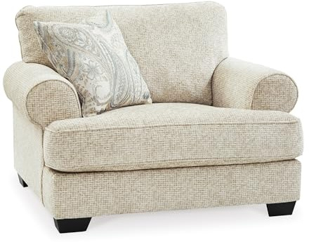 Signature Design by Ashley Monaghan Classic Upholstered Oversized Chair with Reversible Cushion, Beige