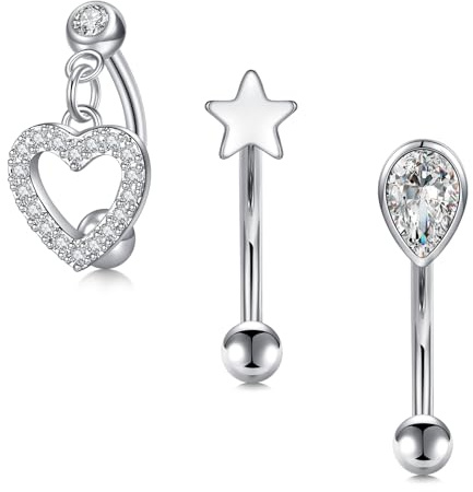 LAURITAMI Piercing Sopracciglio Curvo Bilanciere 8mm Acciaio Inossidabile Rook Piercing Banana 1.2mm