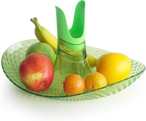 Granata Perica Porta Frutta da Tavolo, Centro Tavola Moderno con Design in Policarbonato Trasparente di Qualità, Fruttiera Centrotavola con Alloggiamento Portatovaglioli o Portacandela