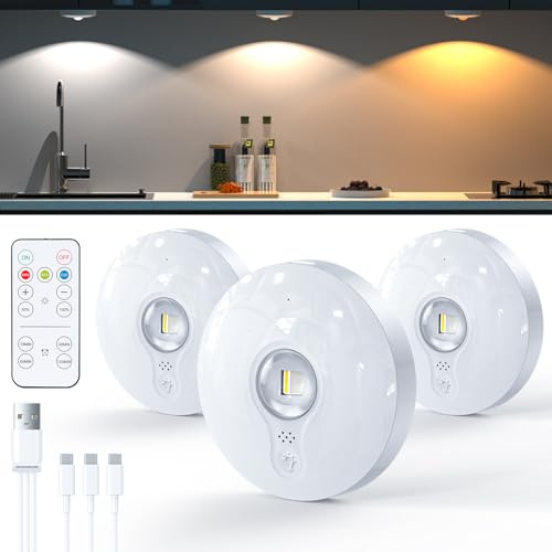 TRUMPETS USB Aufladbar Led Spot Akku mit Fernbedienung | USB-C Aufladbar, kabellos, Timer & Speicherfunktion, Vitrinen- und Schrankbeleuchtung
