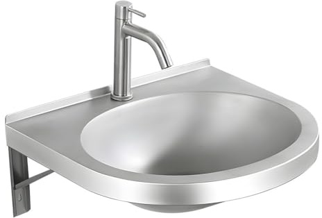Lavandino Lavamani A Parete In Acciaio Inox 304, Lavandino Per Postazione Di Lavoro Per Balcone Da Bagno, Lavandini Di Servizio A Una Vasca Con Rubinetto acqua, Per Garage, Lavanderia(Silver-A)