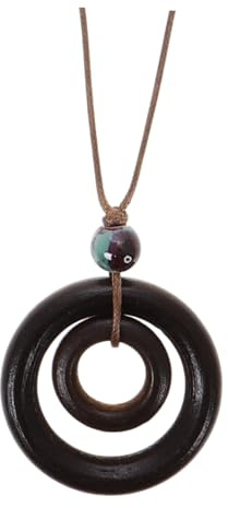 DEARMAMY Boho-halskette Holz-neuheit-halskette Holzkreis-halskette Statement-halskette Für Strand Halskette Lange Halsketten Für Holz-kreis-halskette Aus Holz Hölzern