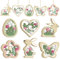 24 piezas decorativas para colgar, decoración de primavera, colgante de madera, conejo de Pascua, huevos de Pascua, mariposas, flores, decoración de Pascua (verde)