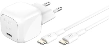 Belkin Chargeur Secteur Compact BoostCharge 30 W (USB-C Power Delivery, Recharge Rapide pour Apple iPhone, Samsung Galaxy, iPad, AirPods, tablettes, etc., câble USB-C vers C Inclus, Blanc)