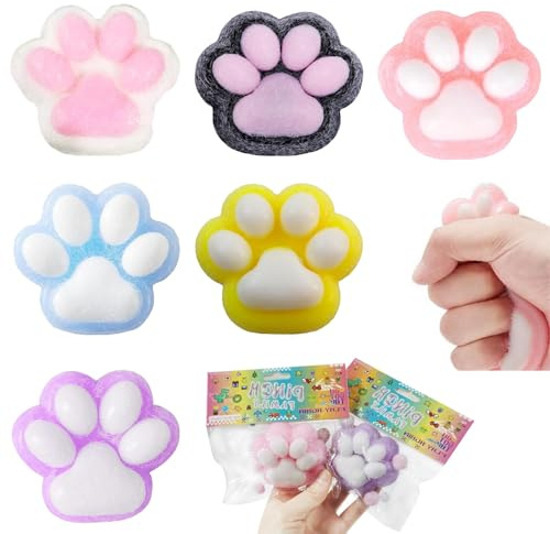 6 Stück Taba Squishy, Fufu Squishy, Squishy Toy, Süße Weiche Katzenpfoten Quetschspielzeuge,Stressabbau Fidget Toys für Kinder und Erwachsene, Stressabbau-Sensory-Spielzeuge（6