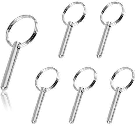 6 Pezzi Perni di Sblocco Rapido 6mm x 60mm in Acciaio Alto Carbonio con Anello per Macchine Agricole e Automobili