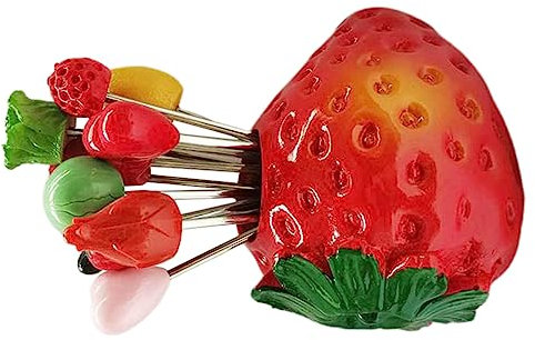 CONGARTENO 1 Ensemble fourchettes à dessert ménagères bâtonnets de bouchées petite fourchette mini fourchette à fruits Outil de cuisine fourchettes apéritif résine rouge