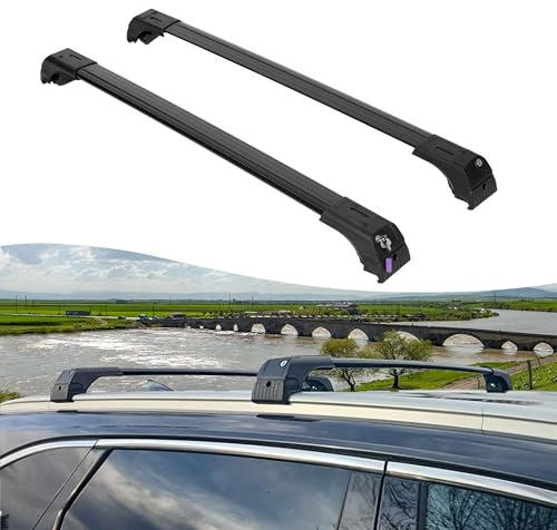 Car Roof Rack Cross Bars For Volvo Xc60 Suv 2008-2017 Flush Rails | Axenture Lockable Aerodynamic Black Aluminium Roof Bars, Set of 2, 75 kg Dynamic, 150 kg Static, T-Slot for Luggage Carriers