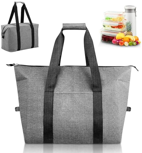 Zyiphor Borsa Frigo Grande Borsa Termica 20 Litri Borsa Termica Grande Borse Termiche Pieghevole per Picnic, Campeggio, Scuola (Grigio)