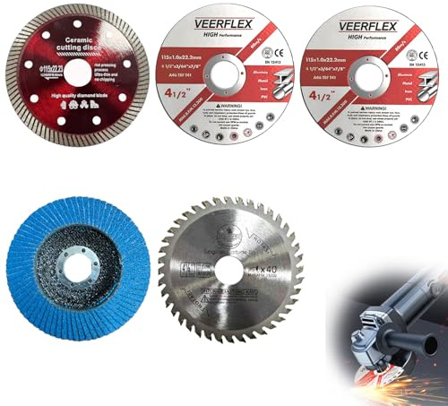 Trennscheiben 115, 5 Stück 115mm Trennscheibe, Trennscheibe Metall für 22.23 Mm Bohrung, Winkelschleifer Scheiben zum Schneiden Von Metall, Stein, Holz, Keramik, Fliese, Schleifen, 115x22.23mm
