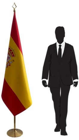 Bandiera Spagna con base e palo – Bandiera ufficiale protocollo e diplomatica per ambasciate, consolati, ministeri, università, scuole e comunità. Codice CN6-ES-L